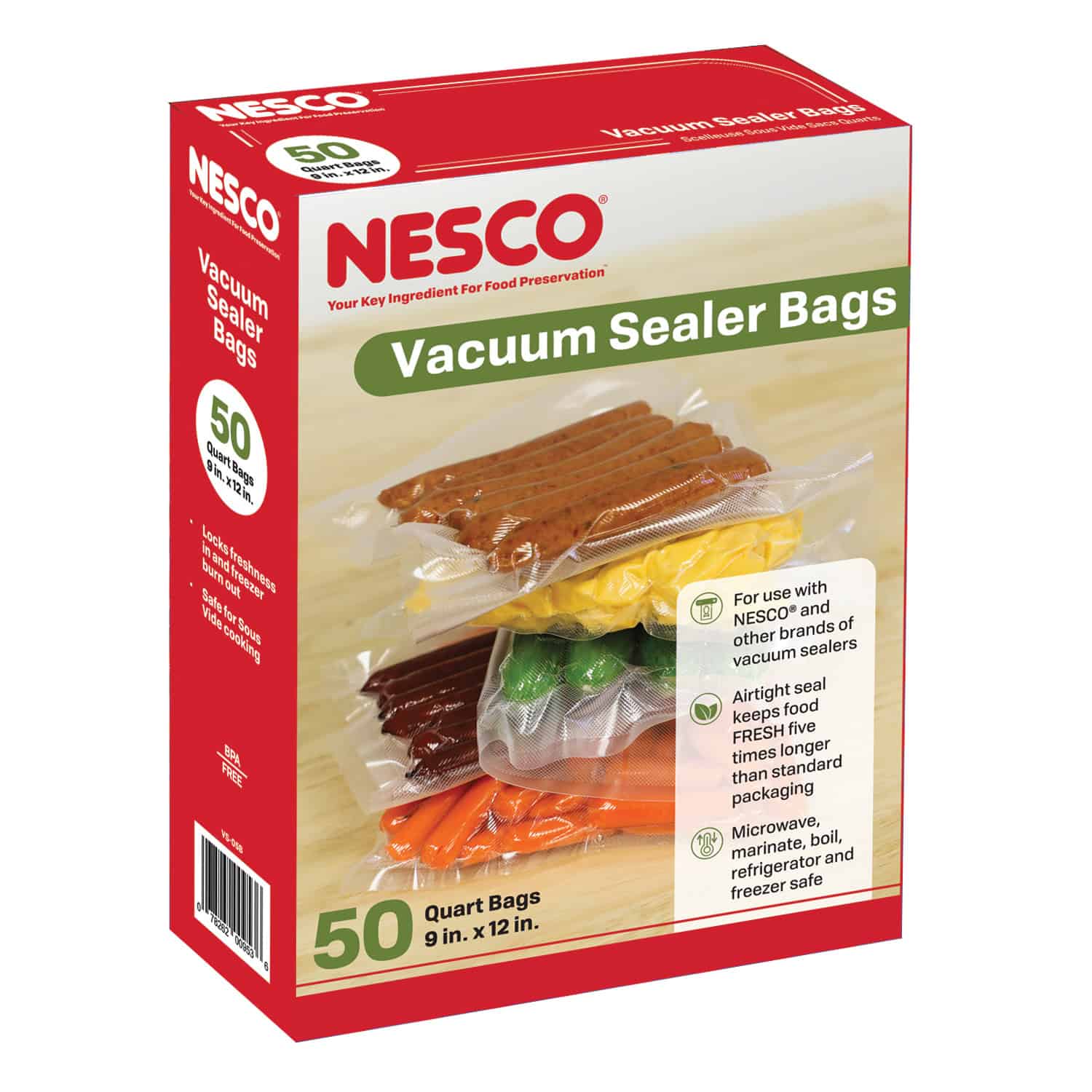 50 Pre-Cut Quart Sized Vacuum Sealer Bags (8.6" x 11.8") VS-05B