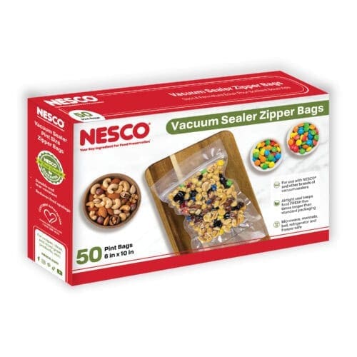 50 Vacuum Sealer Zipper Pint Sized Bags  (6″ x 10′) VSBP-Z50