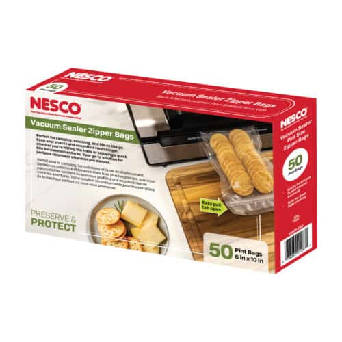 50 Vacuum Sealer Zipper Pint Sized Bags  (6″ x 10′) VSBP-Z50